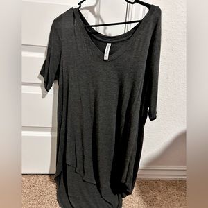 Dark grey, over-sized, loose-fitting t-shirt